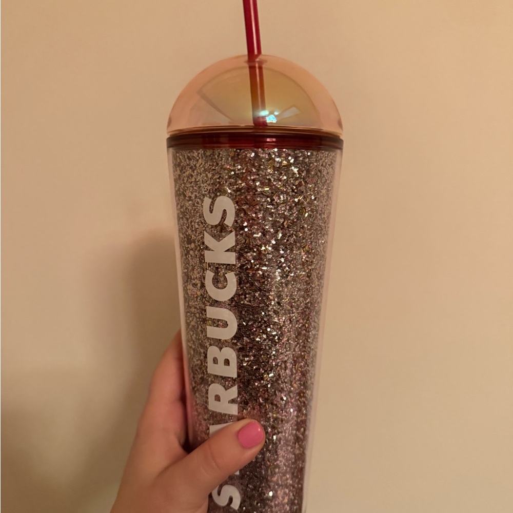 Starbucks Glitter Tumbler with Red Straw